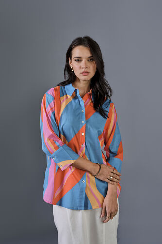 Abstract Swirls Cotton Shirt, Multi Color, image 1